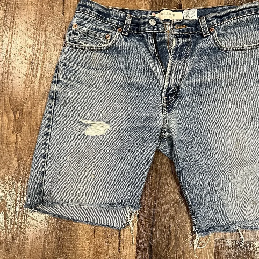 Vintage Levis 505 Cut Off Jean Shorts Distressed 34 10